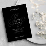 Elegant monogram initials romantic white wedding invitation<br><div class="desc">An elegant trendy light gray monogram initials stylish romantic white wedding invitations.</div>