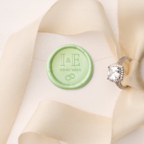 Elegant Monogram Initials Wedding Date Apple Green Wax Seal Stamp