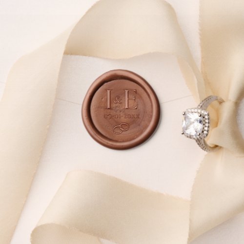 Elegant Monogram Initials Wedding Date Copper Wax Seal Stamp