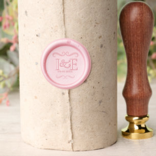 Elegant Monogram Initials Wedding Date Pearl Blush Wax Seal Stamp
