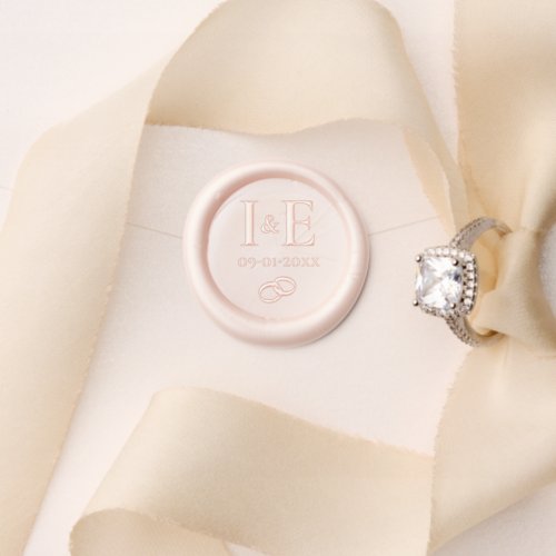 Elegant Monogram Initials Wedding Date Pearl Blush Wax Seal Stamp