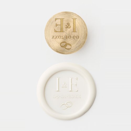 Elegant Monogram Initials Wedding Date Pearl White Wax Seal Stamp