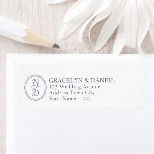 Elegant Monogram Initials Wedding Return Address Label