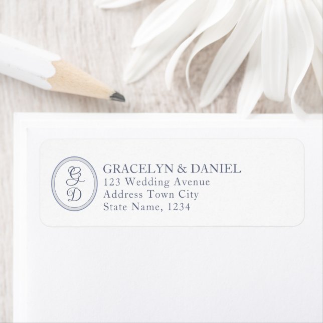 Elegant Monogram Initials Wedding Return Address Label (Insitu)