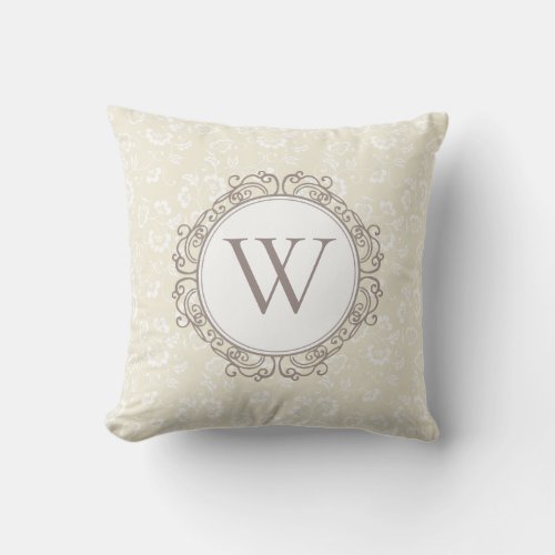 Elegant Monogram Insignia Classic Ivory Throw Pillow