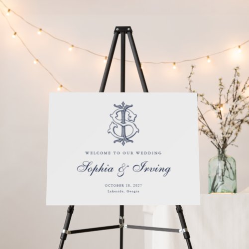 Elegant Monogram IS Welcome Foam Board Sign