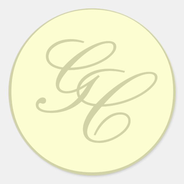 Elegant Monogram Ivory and Beige Wedding Sticker (Front)