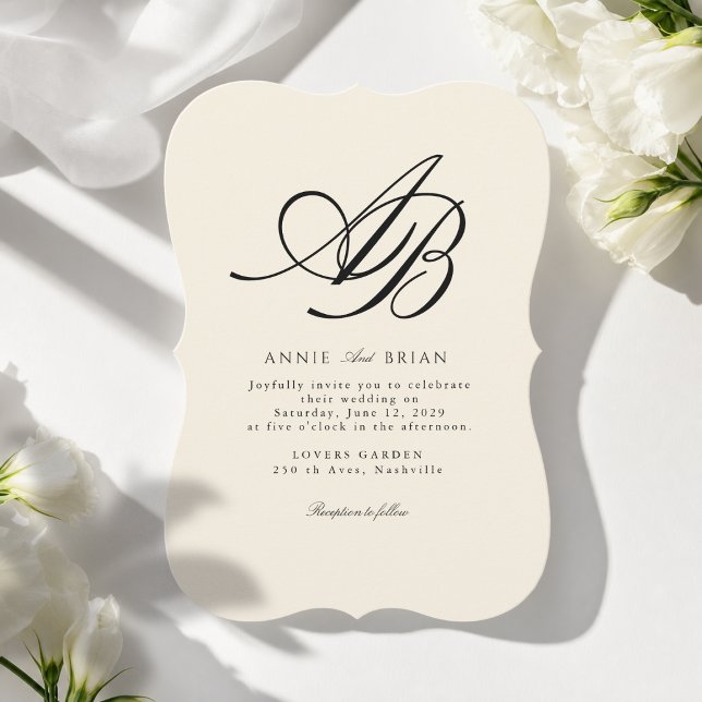 Elegant Monogram Ivory Wedding Invitation (Elegant Monogram Ivory Wedding Invitation)