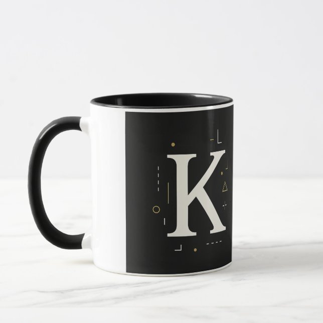 "Elegant Monogram K Mug – Personalized Coffee Cup  (Left)