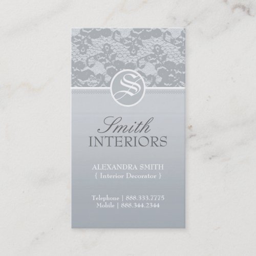 Elegant Monogram Lace Business Cards