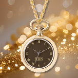 Elegant Monogram Ladies Brown Gold Necklace Watch<br><div class="desc">Custom, personalized, ladies womens stylish retro vintage style necklace alloy chain with alloy case watch with a polished and brushed combination finish. Go ahead create a one-of-a-kind, unique, wonderful, custom jewelry necklace watch for the special women in your life - mom, bride, wife, sister, grandma, girlfriend. Makes a great custom...</div>