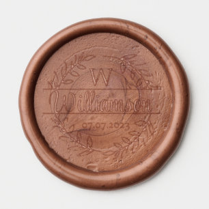 Elegant Monogram + Last Name Wax Seal Wax Seal Sticker