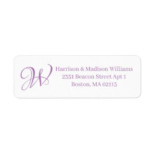 Elegant Monogram lavender custom Return Address  Label
