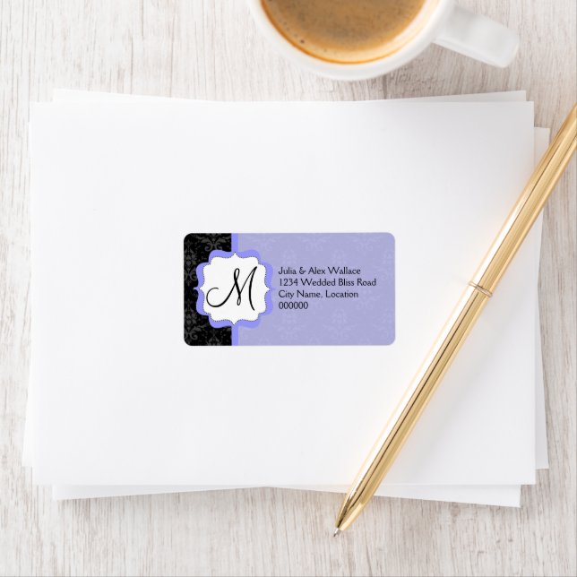 Elegant Monogram Lavender Damask Label (Insitu)