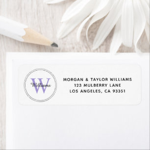 Elegant Monogram Lavender Return Address Label