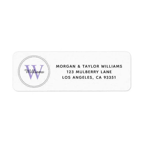 Elegant Monogram Lavender Return Address Label