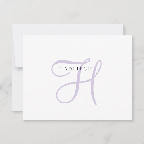 Elegant Monogram Lavender Script Note Card