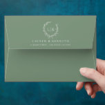 Elegant Monogram Leaf Crest Sage Green Wedding Envelope<br><div class="desc">Elegant monogram leaf crest wedding envelope.</div>