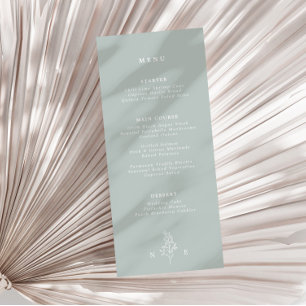 Elegant Monogram Leaf Sage Green Wedding Menu
