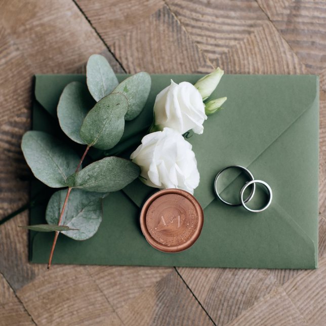 Elegant Monogram Leaves Rustic Wax Seal Stamp (Creator Uploaded)