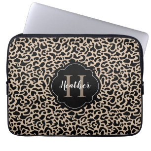 Elegant Monogram Leopard Print Laptop Sleeve