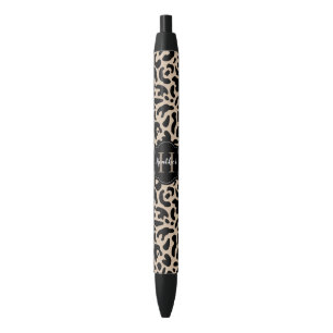 Elegant Monogram Leopard Print Pen
