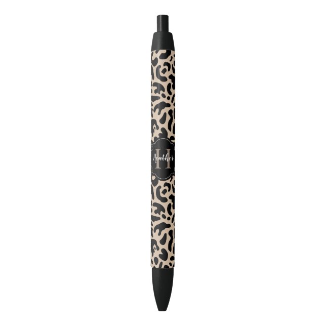 Elegant Monogram Leopard Print Pen (Front Vertical)