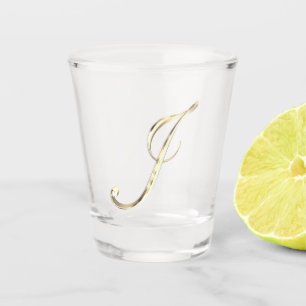 Elegant Monogram Letter J Faux Gold Chic Shot Glass