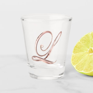 Elegant Monogram Letter L Rose Gold Chic Shot Glass
