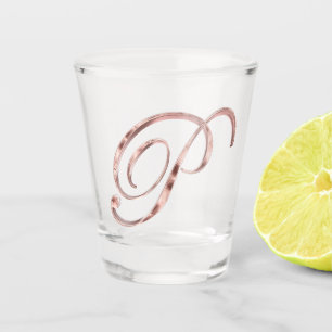 Elegant Monogram Letter P Rose Gold Chic Shot Glass