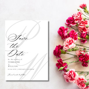 Elegant Monogram Letters Photo Wedding Save The Date