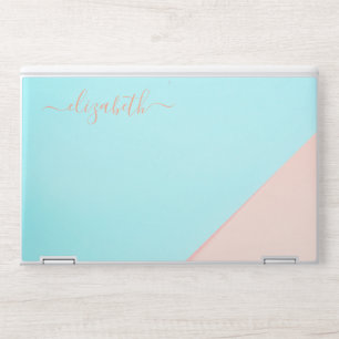 Elegant monogram light blue gray Laptop skin