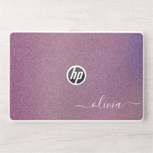 Elegant monogram light purple glitter Laptop skin