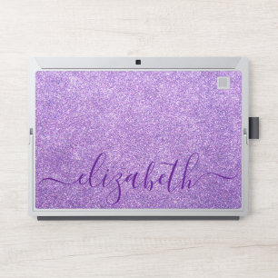 Elegant monogram light purple glitter Laptop skin