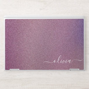 Elegant monogram light purple glitter Laptop skin