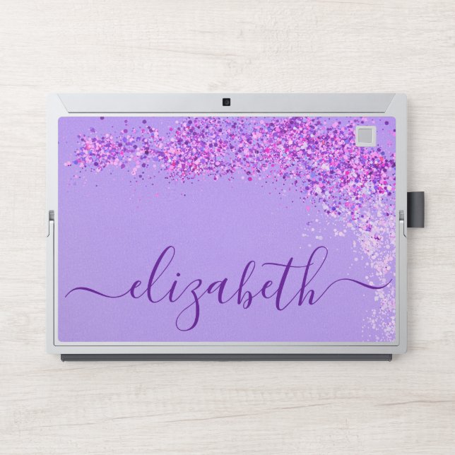 Elegant monogram light purple glitter Laptop skin (Front)