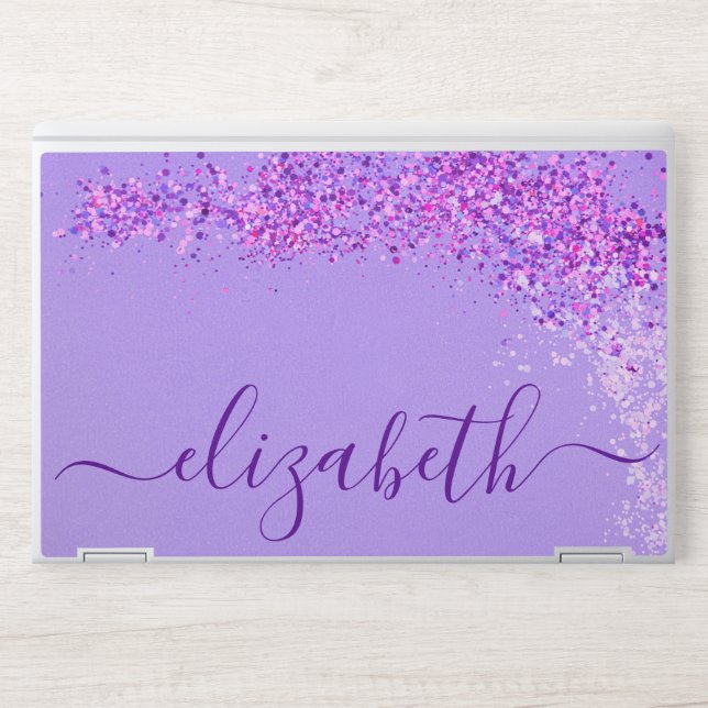 Elegant monogram light purple glitter Laptop skin (Front)