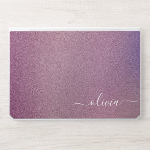 Elegant monogram light purple glitter Laptop skin