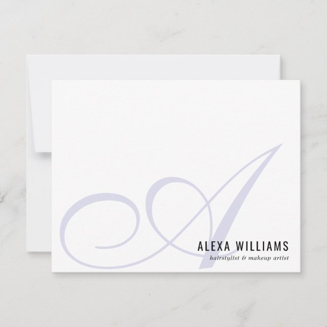 Elegant Monogram Light Purple Simple Business Note Card (Front)