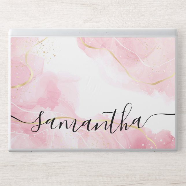 Elegant monogram light rose pink Laptop skin (Front)