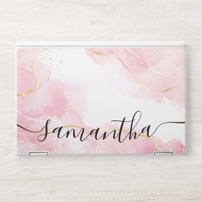 Elegant monogram light rose pink Laptop skin (Front)