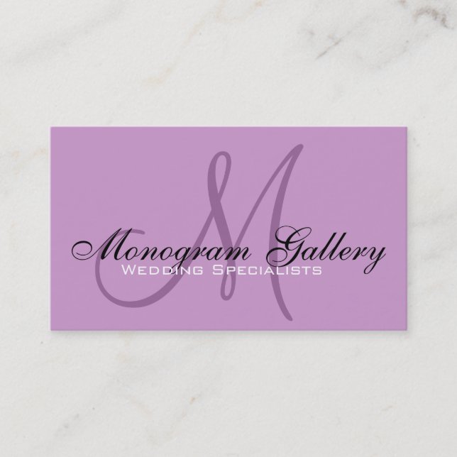 Elegant Monogram Lilac Customizable Business Card (Front)