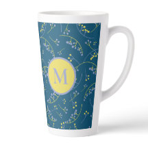 Elegant monogram lilac yellow berry pattern