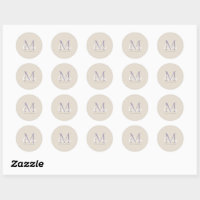 Modern Abstract Faux Rose Gold Monogram Logo Classic Round Sticker