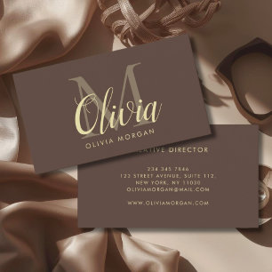Elegant monogram logo brown professional business card