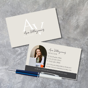 Elegant Monogram Logo Neutral Professional Business Card