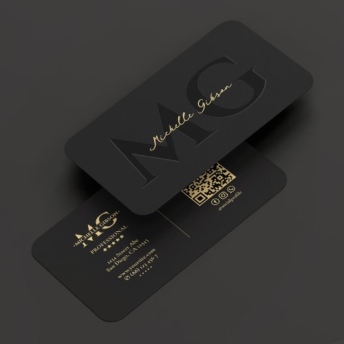 Elegant Monogram Luxury Black Professional  Business Card