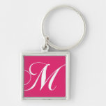 Elegant Monogram M Pink Key Chains Favours at Zazzle