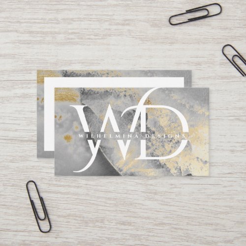 Elegant Monogram Marble Modern Chic Designer Business Card