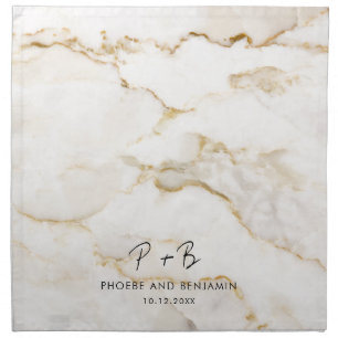 Elegant Monogram Marble Monogram Wedding Cloth Napkin